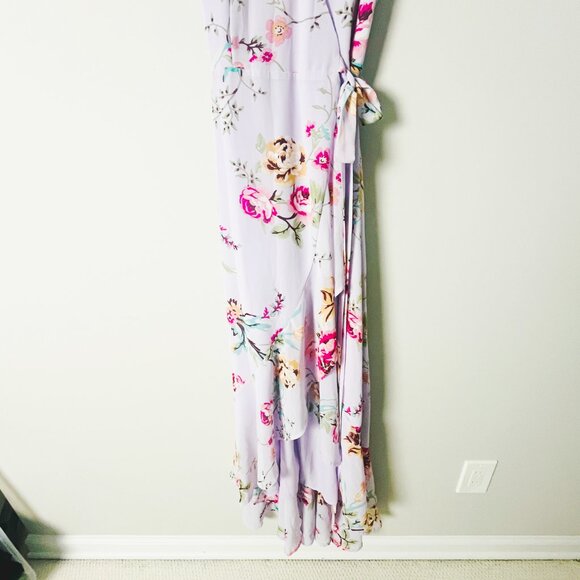 Lulus Tawny Lavender Floral Print Wrap Maxi Dress XS - Picture 5 of 9